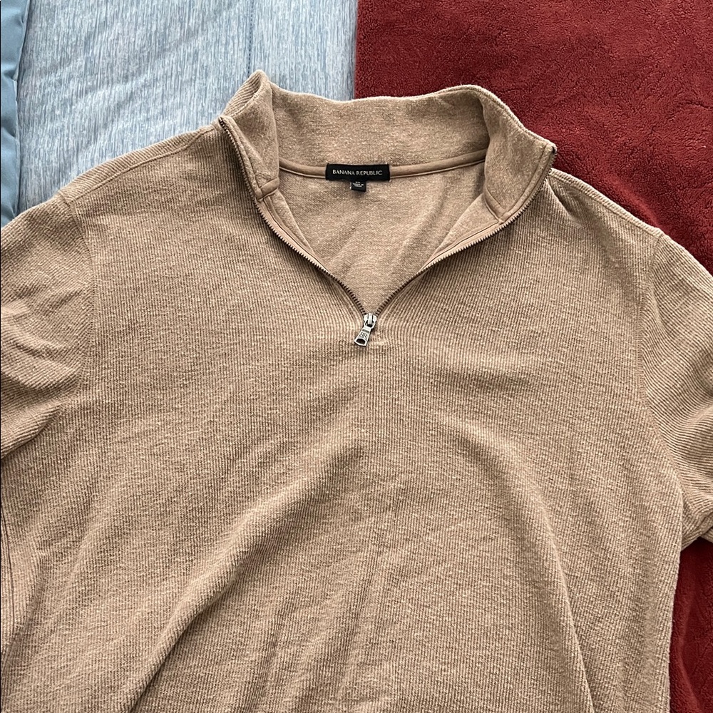Banana Republic Light Brown Quarter-Zip Pullover
